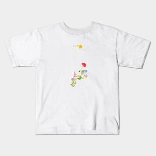 botanical monogram alphabet J wildflowers Kids T-Shirt